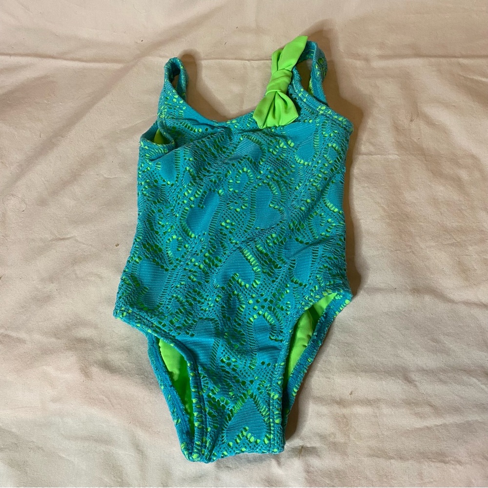 Circo 6-9M Turquoise and Lime Green Swimsuit